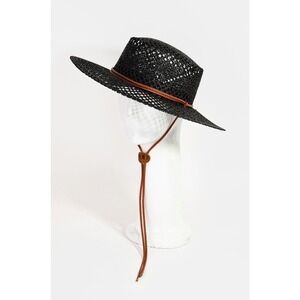 Elegant Black Straw Hat with Tan Band